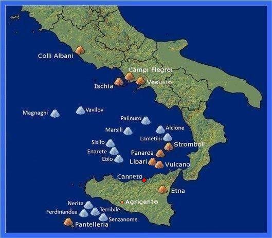 Map of volcanic activity 
near Sicily